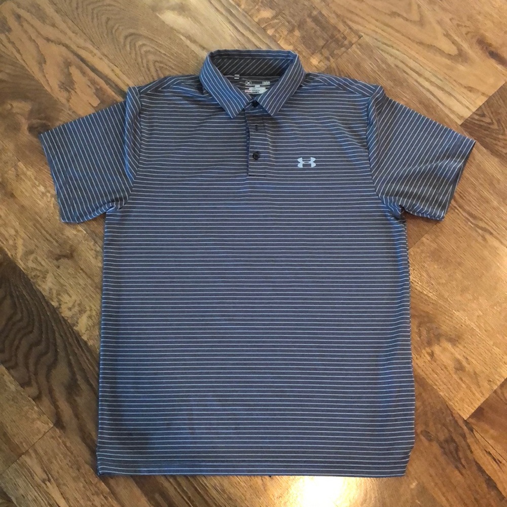 Under Armour Grey/Blue Heatgear SS Polo Shirt!